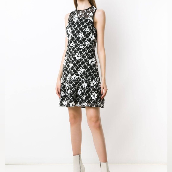 Micheal Kors Embroidered Black and White Floral Dress - Picture 3 of 12